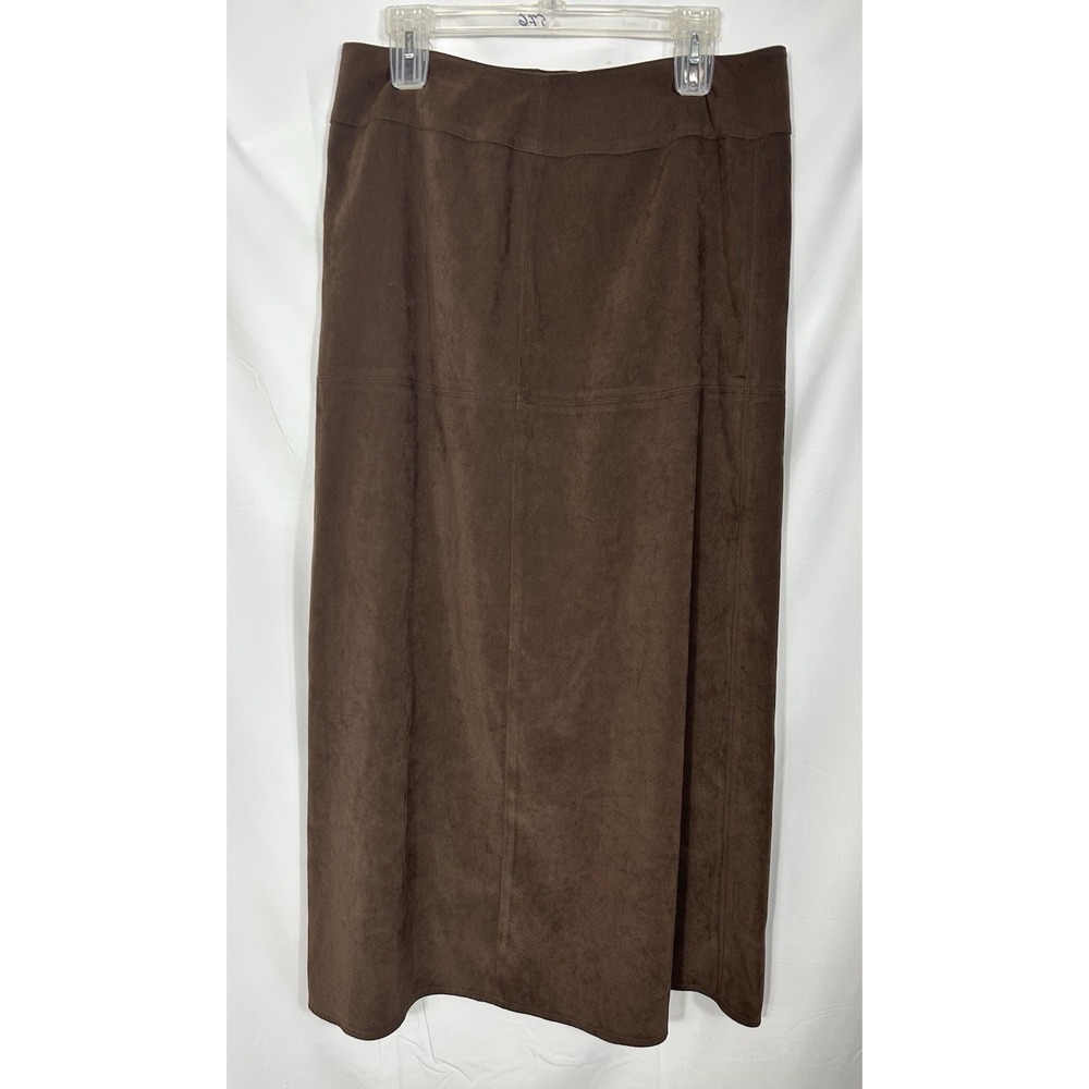 Y2K Solid Brown Patchwork F Suede Maxi Skirt Whimsigoth Boho Forest Fairy Sz‎ 12